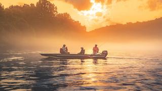 Fishing on the White River in Arkansas. 
